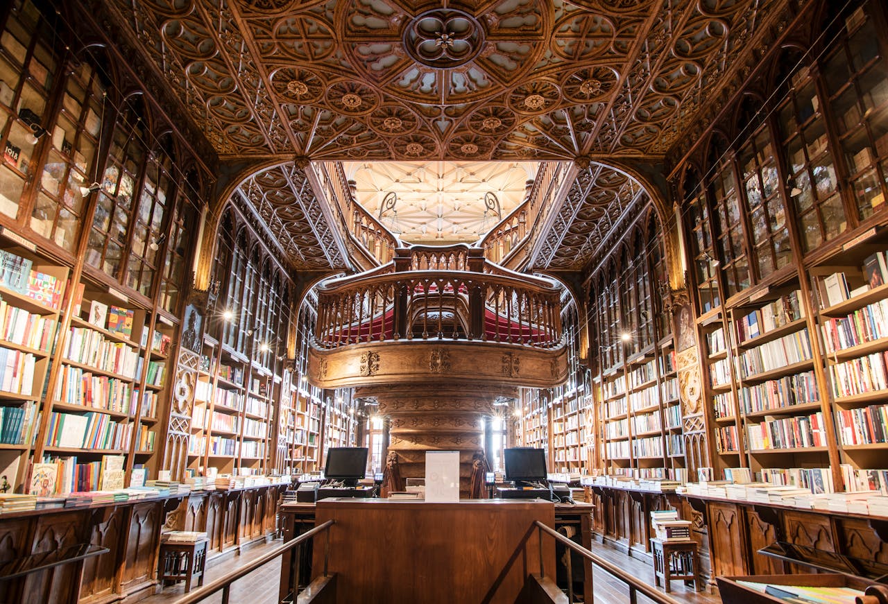 Services Discover the intricate design and rich history of the Livraria Lello bookstore in Porto, Portugal.